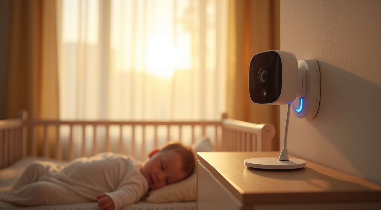 2K security camera Tapo C120 mounted indoors for baby monitoring