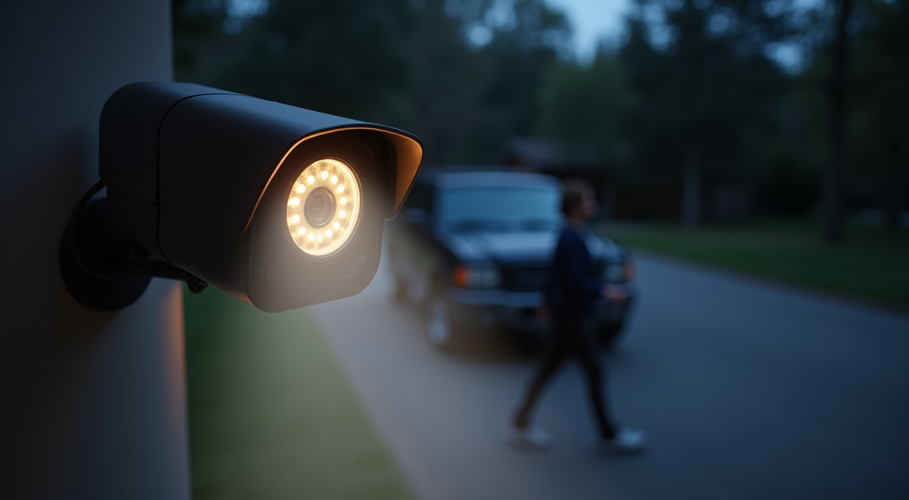 2K security camera with LED floodlight and night vision