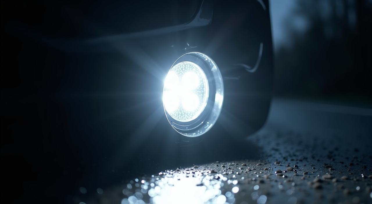 LED fog light installed on car