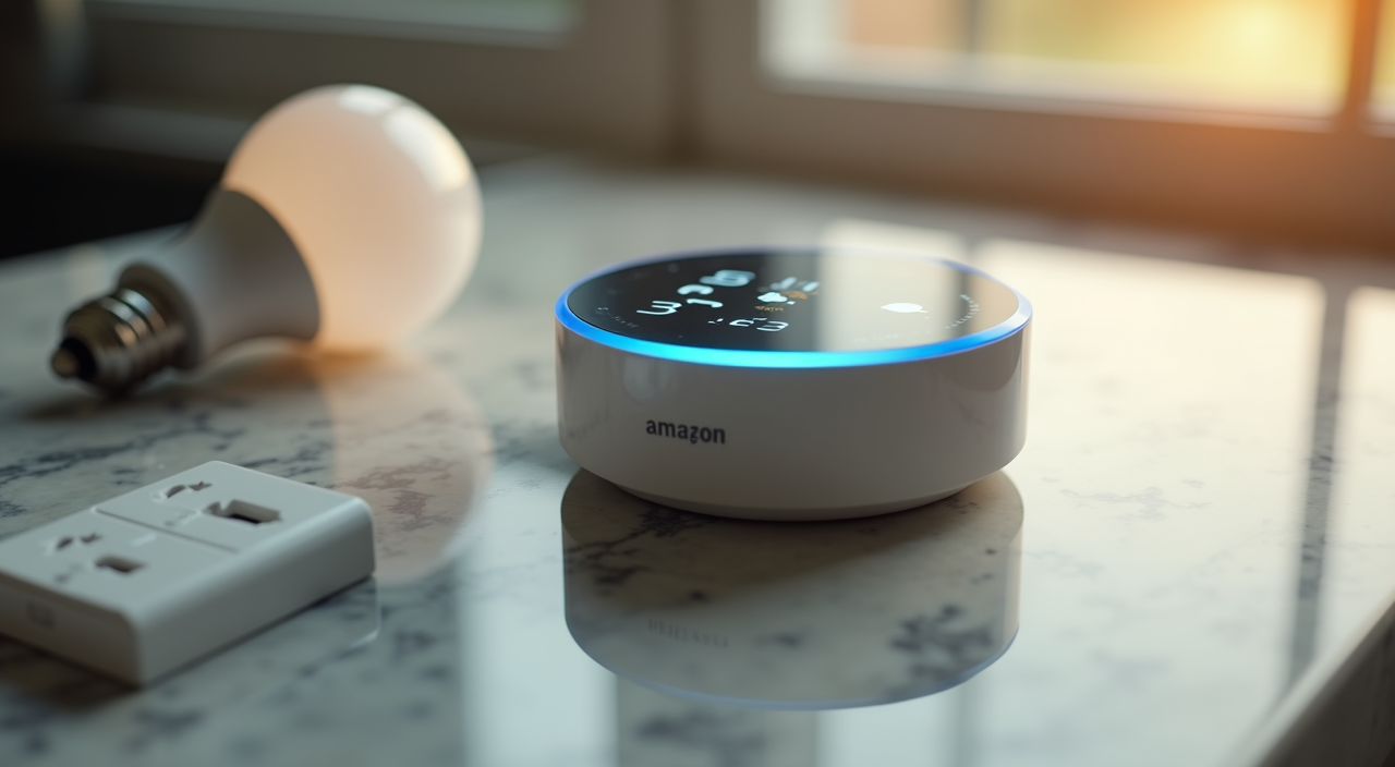 Amazon Echo Spot displaying alarm clock interface