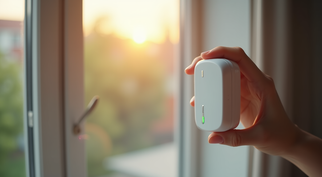 Magnetic window alarm sensor setup on a window