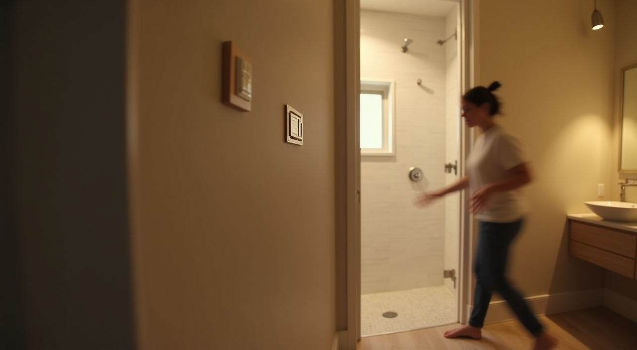 Lutron Maestro occupancy sensor switch installed in a modern bathroom