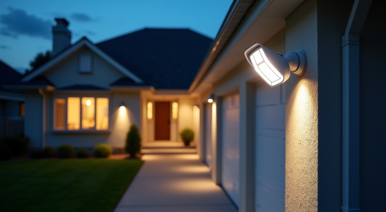 Ring Floodlight Cam Wired Plus mounted outdoors