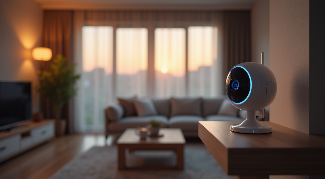 Kasa 1080p Pan Tilt Security Camera on a desk