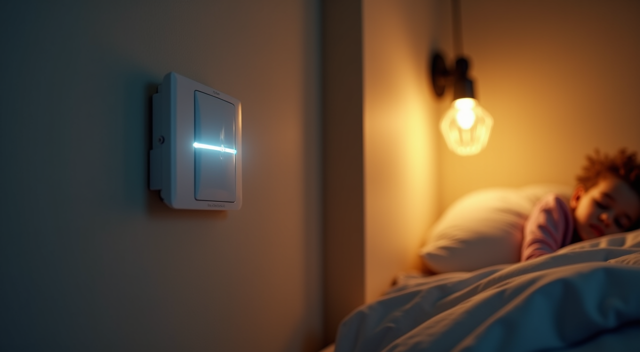 Lutron Maestro vacancy mode switch settings on a wall