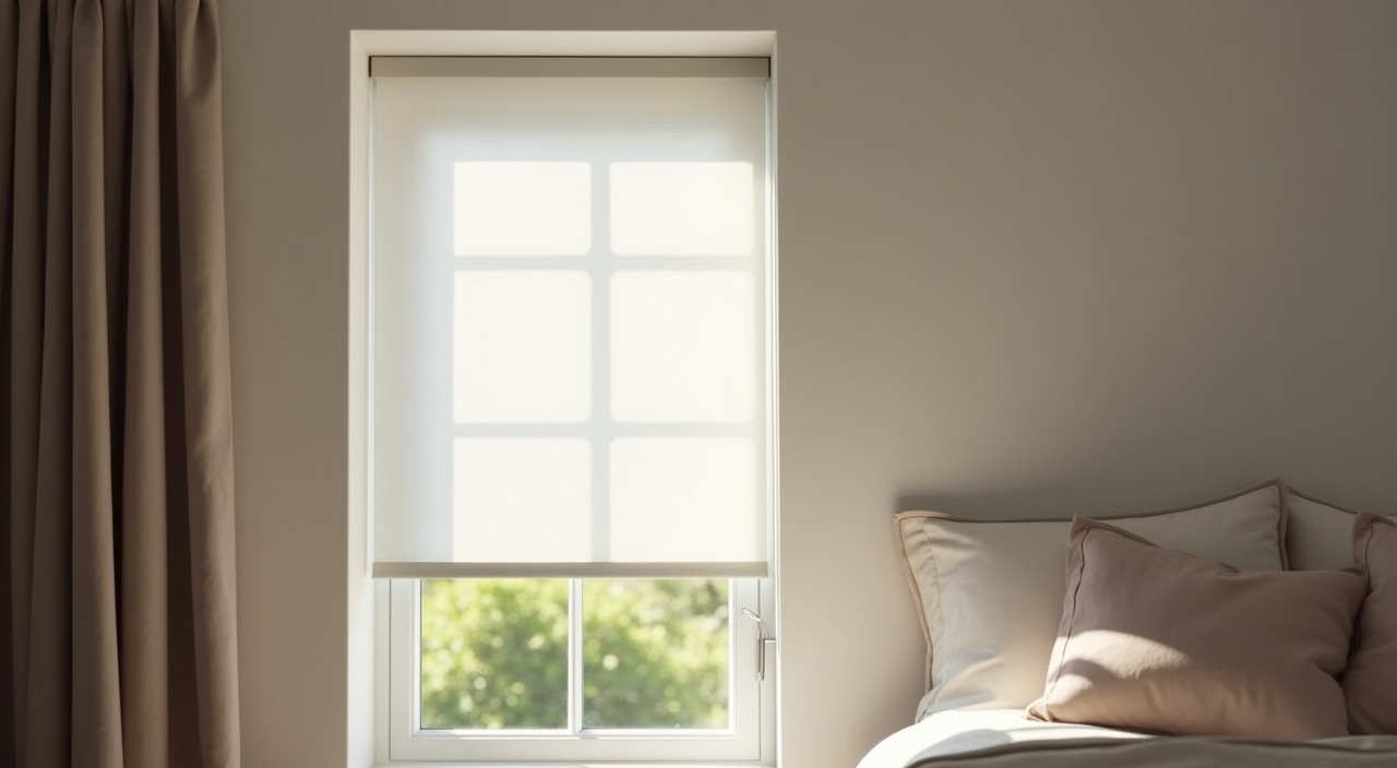 Close-up of the Achim vinyl blinds slat texture and tilt wand