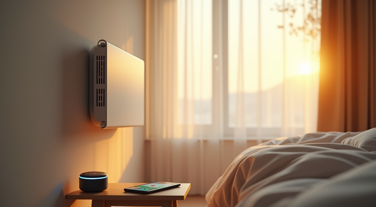 Smart Heater: 5 Best Wall Heaters for 2026 - Instant Comfort 1 DREO smart wall heater mounted on a wall in a modern bedroom