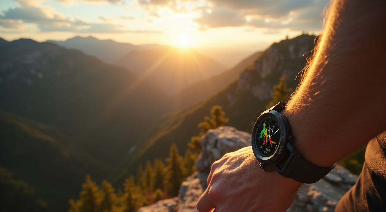 Garmin Instinct 3 rugged GPS smartwatch on a hiking trail