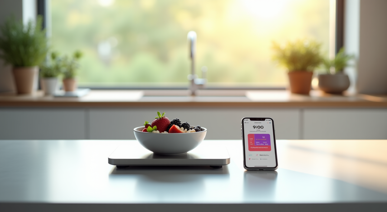 n - 5 Steps to Avoid Mistakes with Nutrition Scale in 2026 1 Etekcity Smart Food Kitchen Scale on a modern kitchen countertop with fresh ingredients
